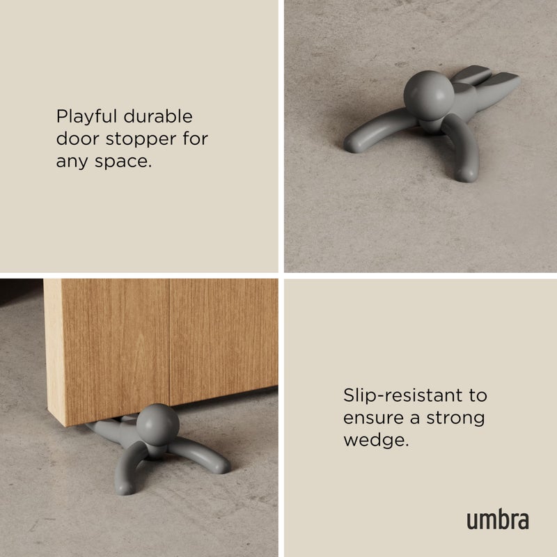 Umbra Buddy Door Stop, Heavy-Duty and Flexible, Soft-Touch Finish, Protects Your Floors, Grey, 2-Pack - Image 5